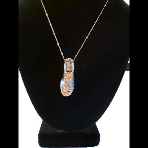 Silver and Gold Tone Athletic Cleats Pendant with Necklace - Picture 1 of 7